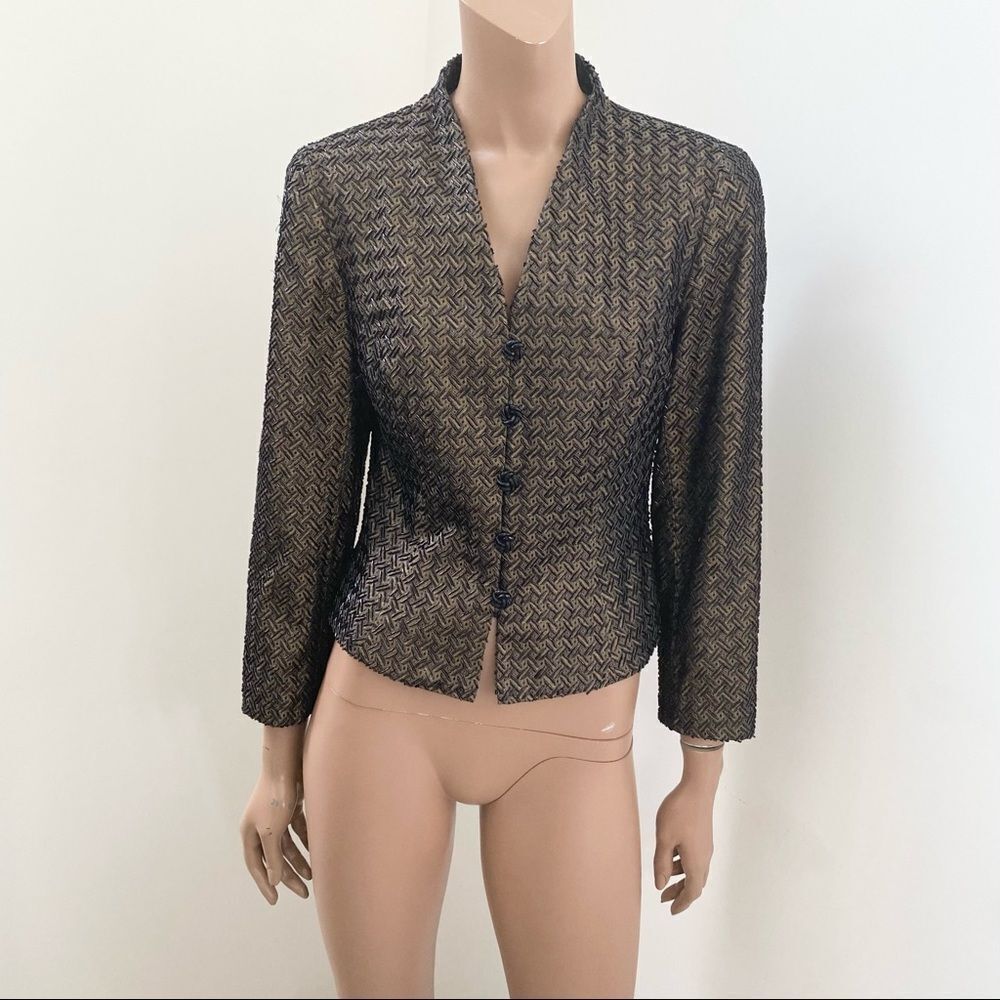 Carmen Marc Valvo Metallic beaded Blazer 10P